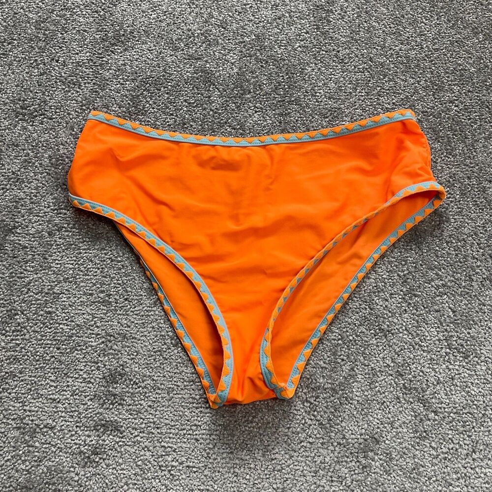 Shein Bikini Bottom Womens Large Orange High Rise Stretch Summer Beach Pool